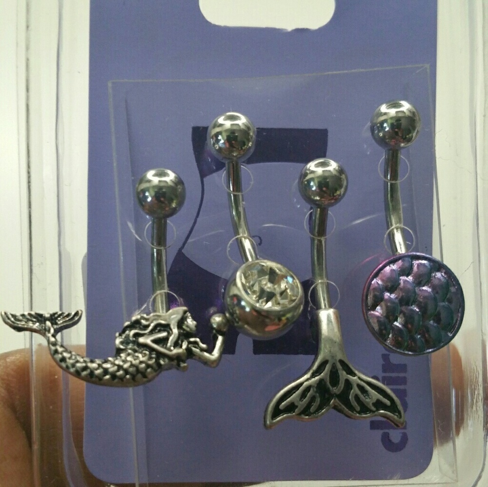 Claire's stainless Steel 14G Mermaid Belly Rings